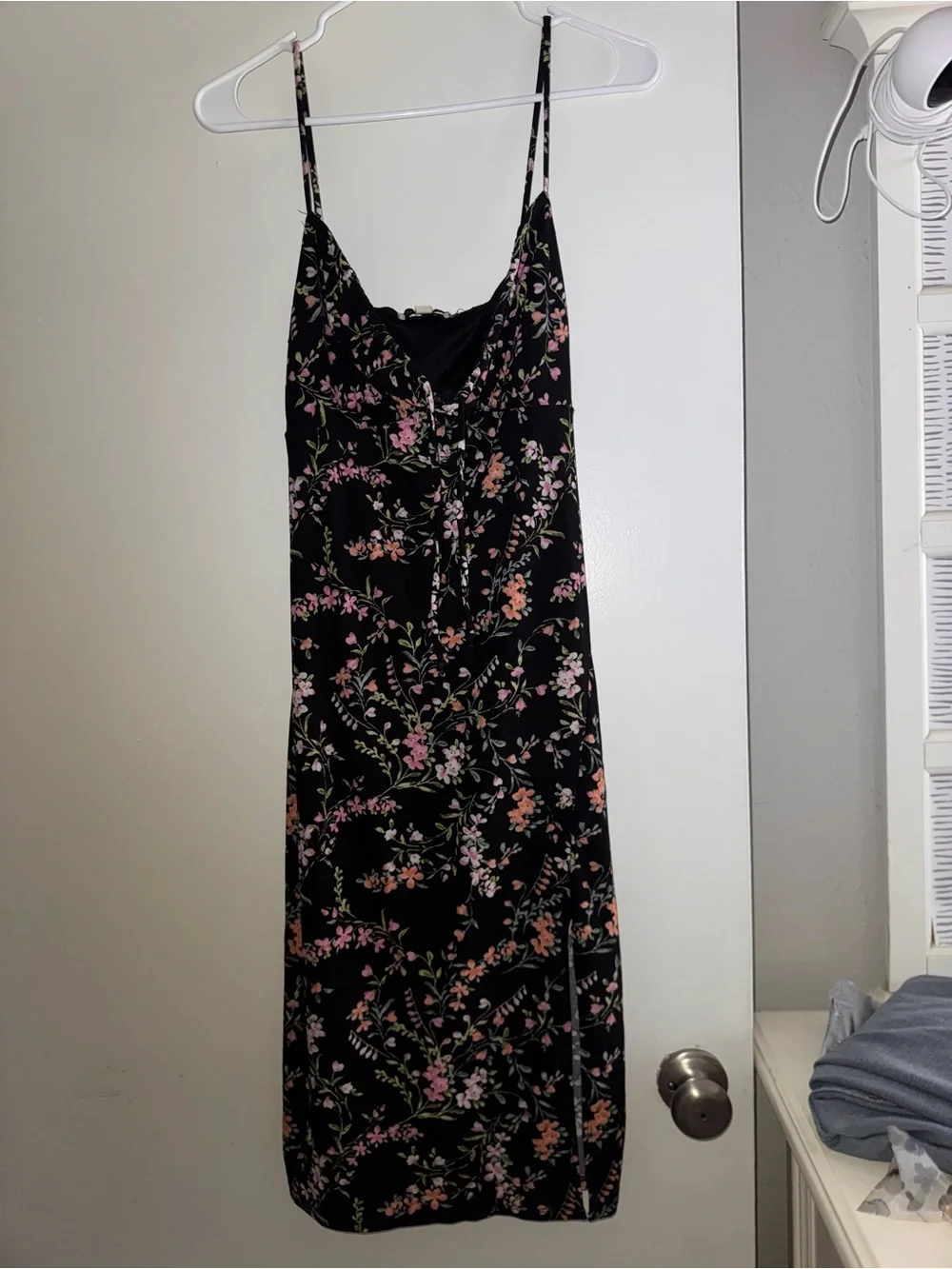 Inspired Hearts Black Floral Slip with Pink & Green Blooms